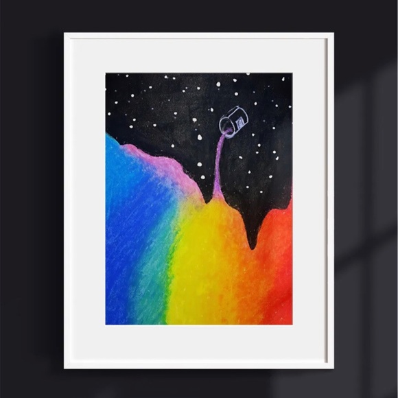 Other - Handmade Oil Pastel Painting On Paper 9" X 12" Decor/Wall, Frame Not Included